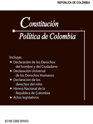 cover image of Constitución política de Colombia--1ra edición